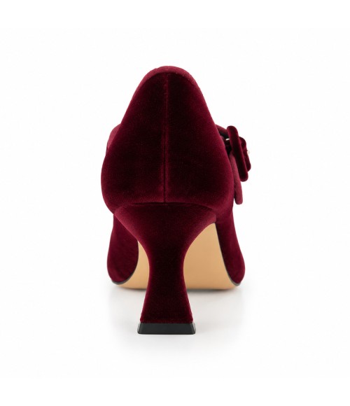 Zapato Burdeos de Terciopelo con Hebilla Montevita 105335
