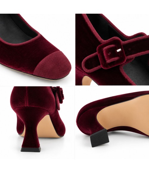 Zapato Burdeos de Terciopelo con Hebilla Montevita 105335