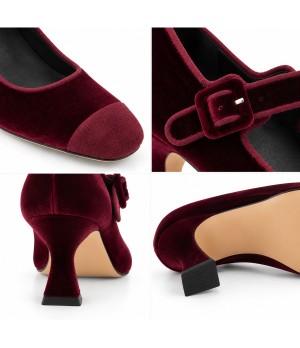 Zapato Burdeos de Terciopelo con Hebilla Montevita 105335