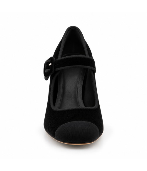 Zapato de Terciopelo Negro Tacon Medio Montevita 105336