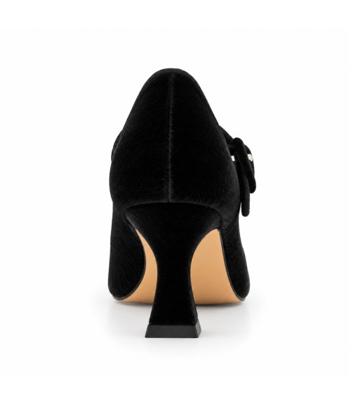 Zapato de Terciopelo Negro Tacon Medio Montevita 105336