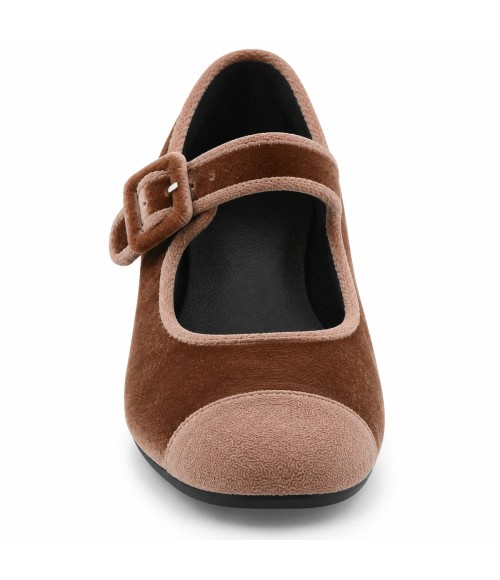 Mercedita Plana de Terciopelo Taupe con Hebilla Montevita 105339