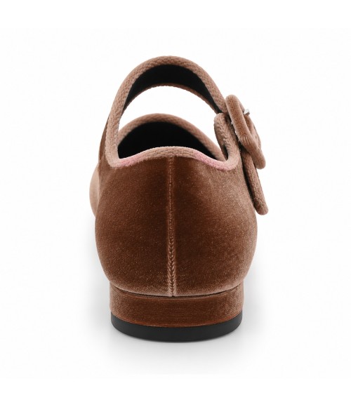 Mercedita Plana de Terciopelo Taupe con Hebilla Montevita 105339