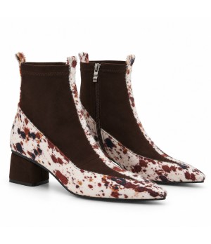 Botin Marron Animal Print Tacon Ancho Montevita 105340