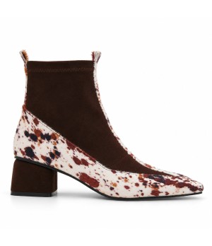 Botin Marron Animal Print Tacon Ancho Montevita 105340