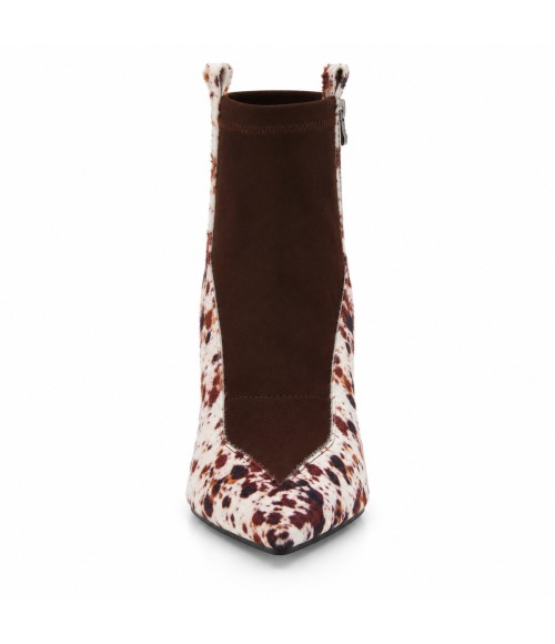 Botin Marron Animal Print Tacon Ancho Montevita 105340