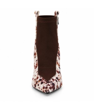 Botin Marron Animal Print Tacon Ancho Montevita 105340