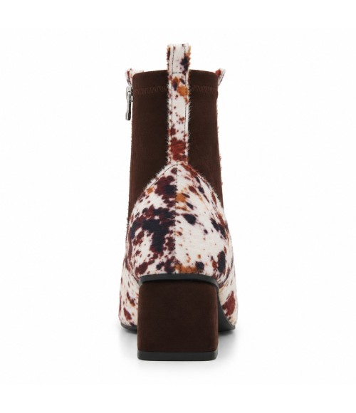 Botin Marron Animal Print Tacon Ancho Montevita 105340