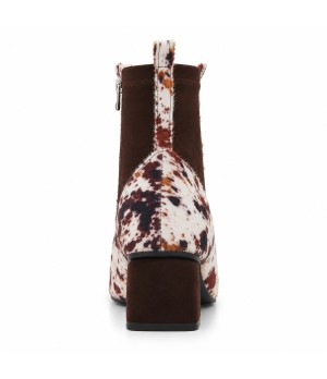 Botin Marron Animal Print Tacon Ancho Montevita 105340