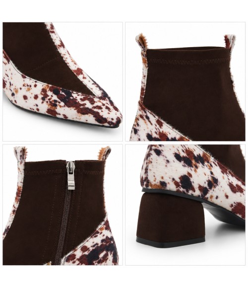 Botin Marron Animal Print Tacon Ancho Montevita 105340