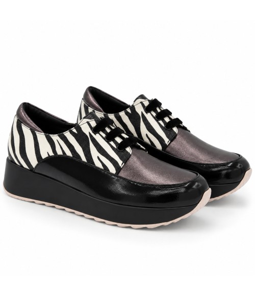 Zapato Cuna Negro Cebra Cordones Montevita 105345