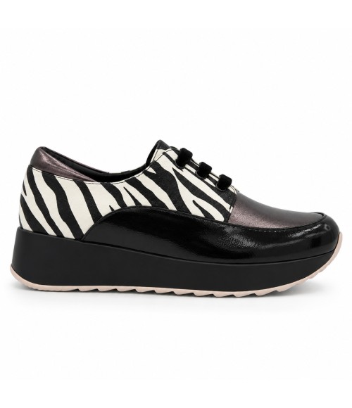 Zapato Cuna Negro Cebra Cordones Montevita 105345
