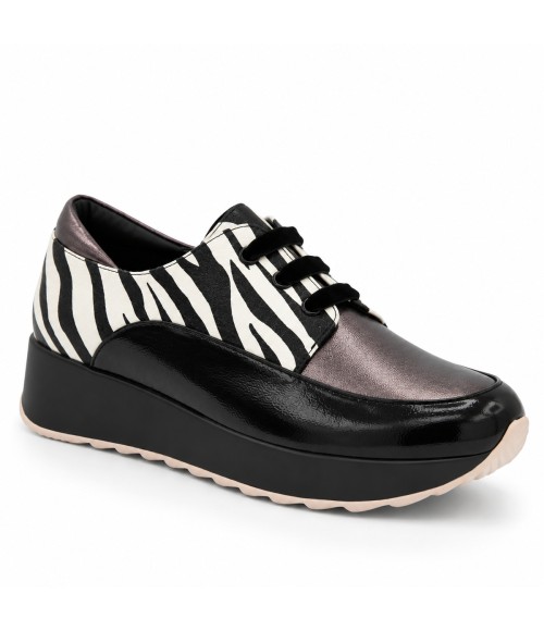 Zapato Cuna Negro Cebra Cordones Montevita 105345