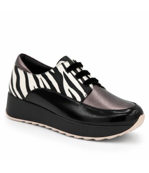 Zapato Cuna Negro Cebra Cordones Montevita 105345