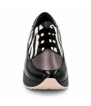 Zapato Cuna Negro Cebra Cordones Montevita 105345