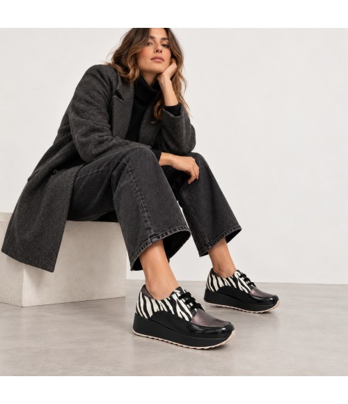 Zapato Cuna Negro Cebra Cordones Montevita 105345