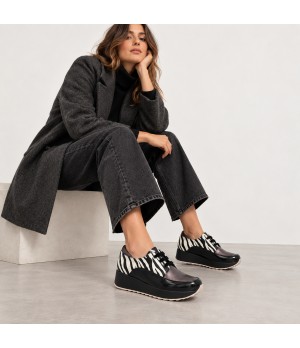 Zapato Cuna Negro Cebra Cordones Montevita 105345