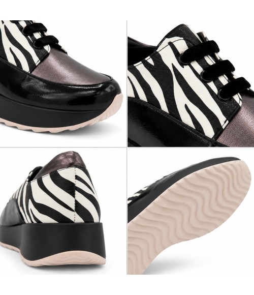 Zapato Cuna Negro Cebra Cordones Montevita 105345