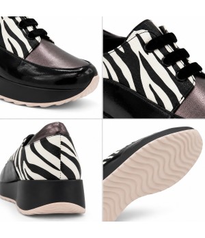 Zapato Cuna Negro Cebra Cordones Montevita 105345