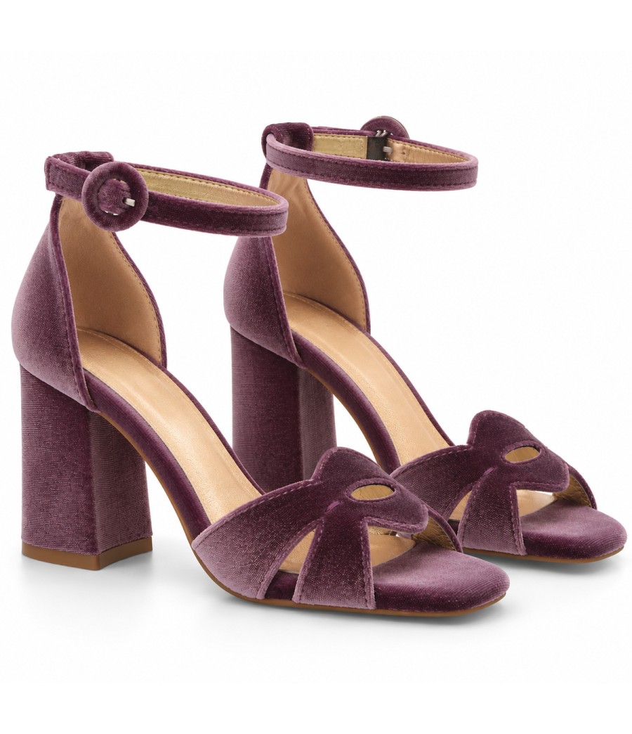 SaSandalia de Terciopelo Malva Elegante Montevita 105350