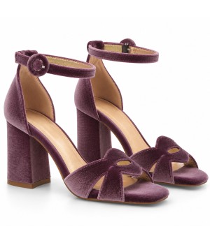 SaSandalia de Terciopelo Malva Elegante Montevita 105350