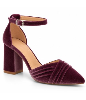 Zapatos de Salon de Terciopelo Malva con Correa al Tobillo Montevita 105352