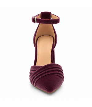 Zapatos de Salon de Terciopelo Malva con Correa al Tobillo Montevita 105352