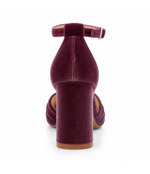 Zapatos de Salon de Terciopelo Malva con Correa al Tobillo Montevita 105352