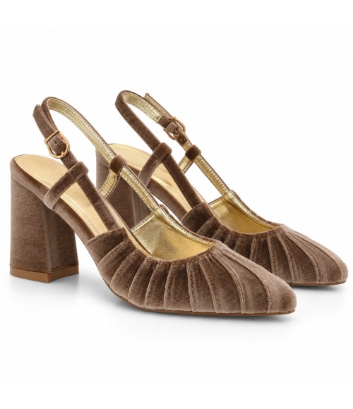 Zapato de Terciopelo Destalonado Taupe Montevita 105356