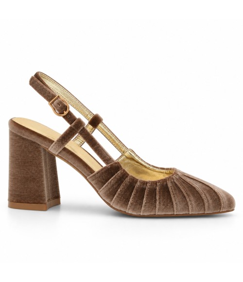 Zapato de Terciopelo Destalonado Taupe Montevita 105356