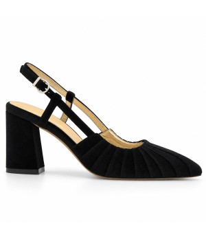 Zapato de Terciopelo Destalonado Negro Montevita 105357