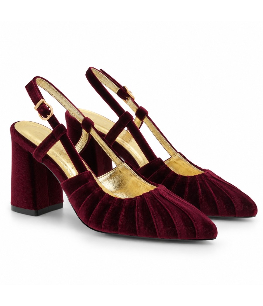 Zapato de Terciopelo Destalonado Burdeos Montevita 105358