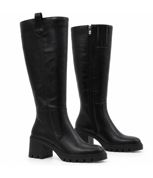 Bota Alta Negra Suela Track Tacon Medio Montevita 105366