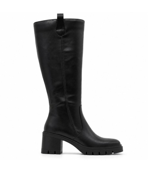 Bota Alta Negra Suela Track Tacon Medio Montevita 105366