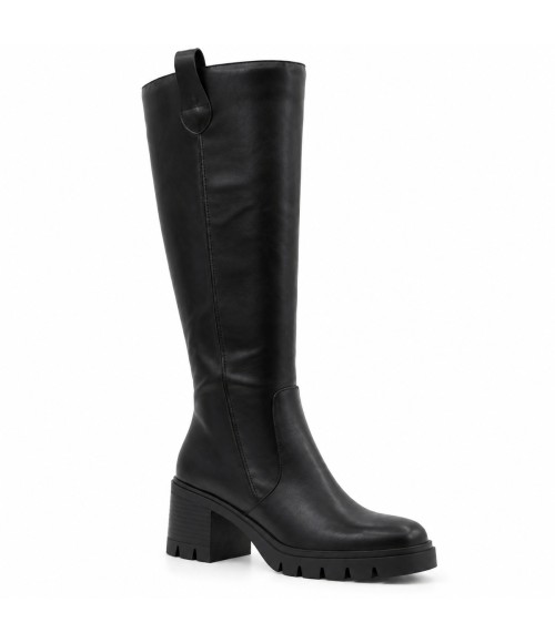 Bota Alta Negra Suela Track Tacon Medio Montevita 105366