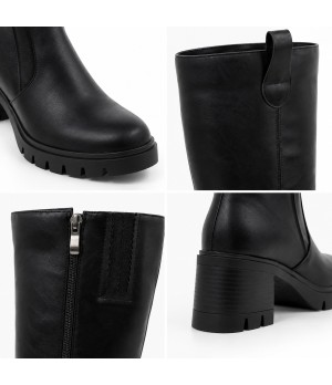 Bota Alta Negra Suela Track Tacon Medio Montevita 105366