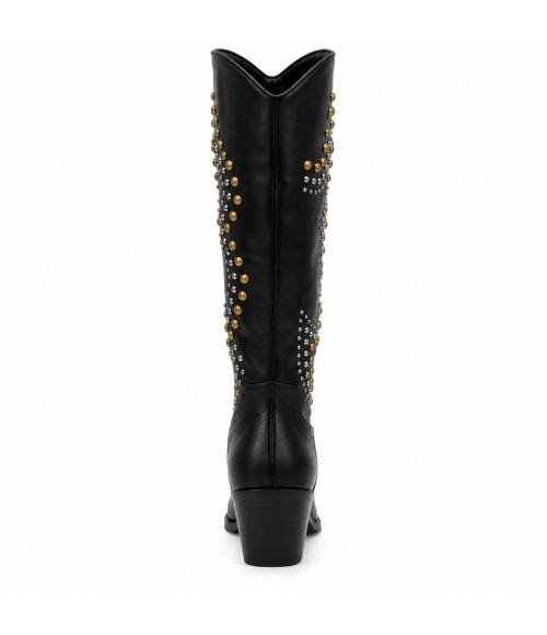 Bota Alta Negra Tachas Tacon Medio Montevita 105367