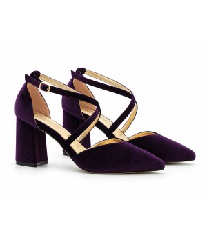 Salon Morado de Terciopelo Tacon Ancho y Tiras Montevita 105482