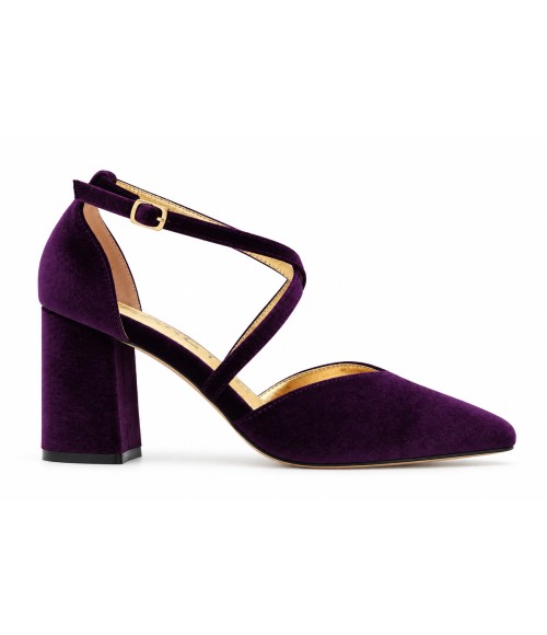Salon Morado de Terciopelo Tacon Ancho y Tiras Montevita 105482