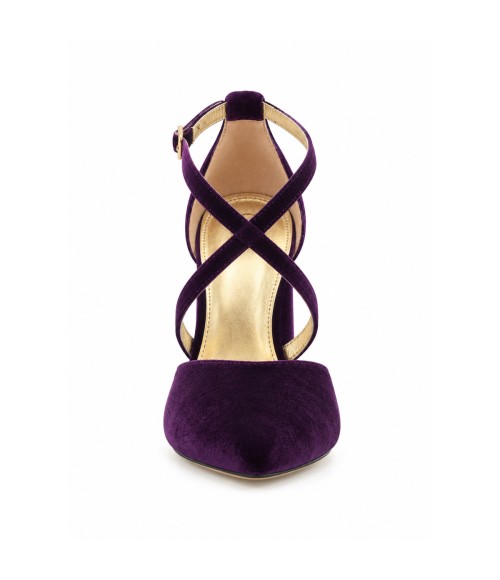 Salon Morado de Terciopelo Tacon Ancho y Tiras Montevita 105482