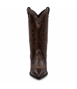 Bota Cowboy Marron Efecto Serpiente Tacon Alto Montevita 105369