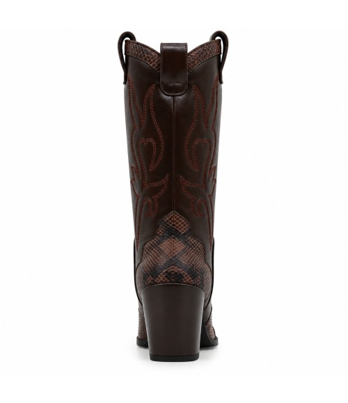 Bota Cowboy Marron Efecto Serpiente Tacon Alto Montevita 105369