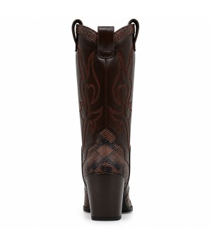 Bota Cowboy Marron Efecto Serpiente Tacon Alto Montevita 105369