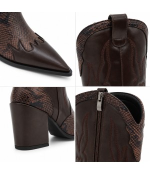 Bota Cowboy Marron Efecto Serpiente Tacon Alto Montevita 105369