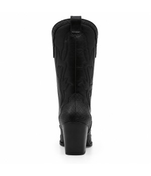 Bota Cowboy Negra Efecto Serpiente Tacon Alto Montevita 105371