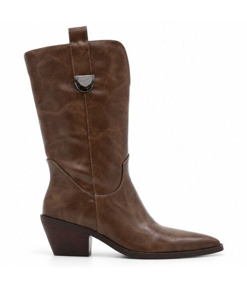 Bota Cowboy Taupe Tacon Medio Punta Fina Montevita 105373