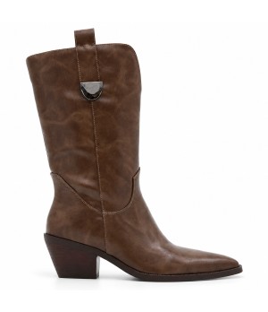 Bota Cowboy Taupe Tacon Medio Punta Fina Montevita 105373