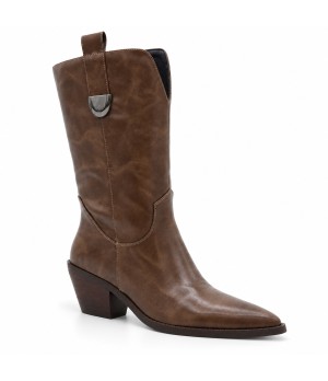 Bota Cowboy Taupe Tacon Medio Punta Fina Montevita 105373