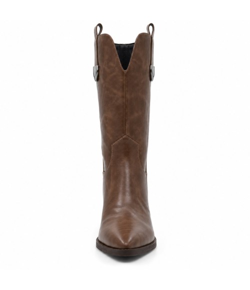 Bota Cowboy Taupe Tacon Medio Punta Fina Montevita 105373