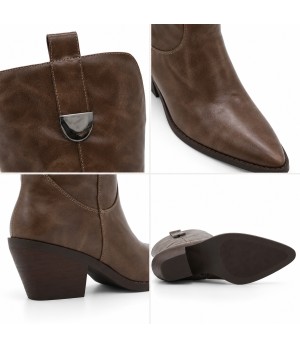 Bota Cowboy Taupe Tacon Medio Punta Fina Montevita 105373